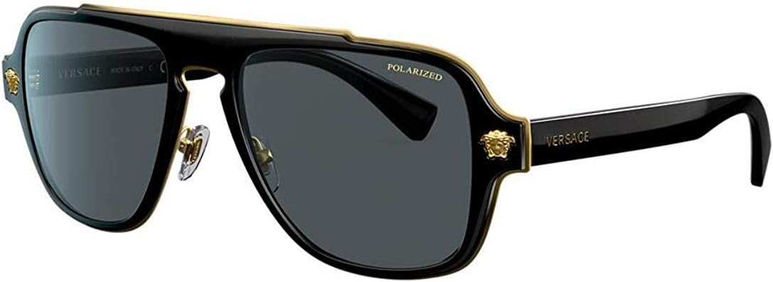 Versace Man Sunglasses Black Frame, Dark Grey Lenses, 56MM