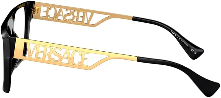 Versace VE 3326U GB1 Black/Gold Plastic Rectangle Eyeglasses 55mm