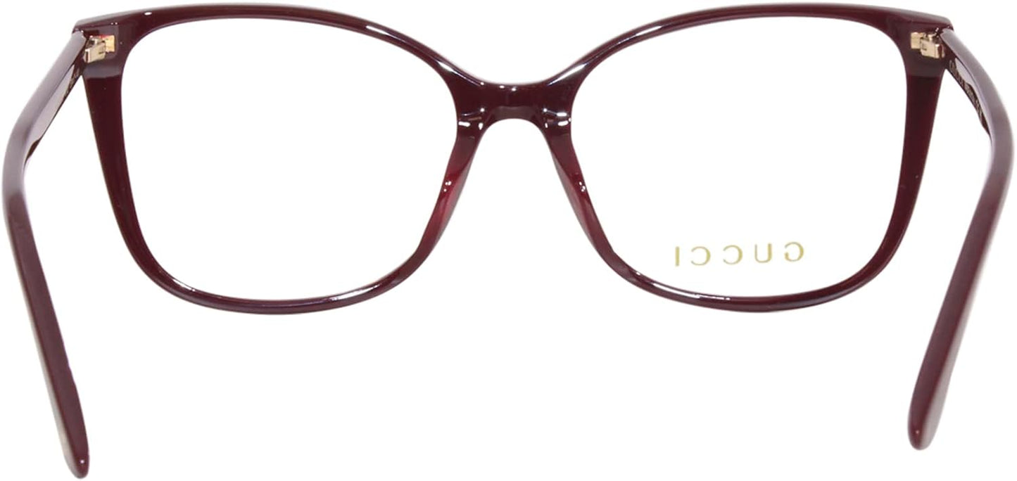 Gucci GG0026O 012 Eyeglasses Women's Burgundy Full Rim Cat Eye 53mm