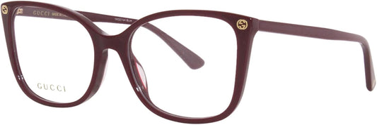 Gucci GG0026O 012 Eyeglasses Women's Burgundy Full Rim Cat Eye 53mm