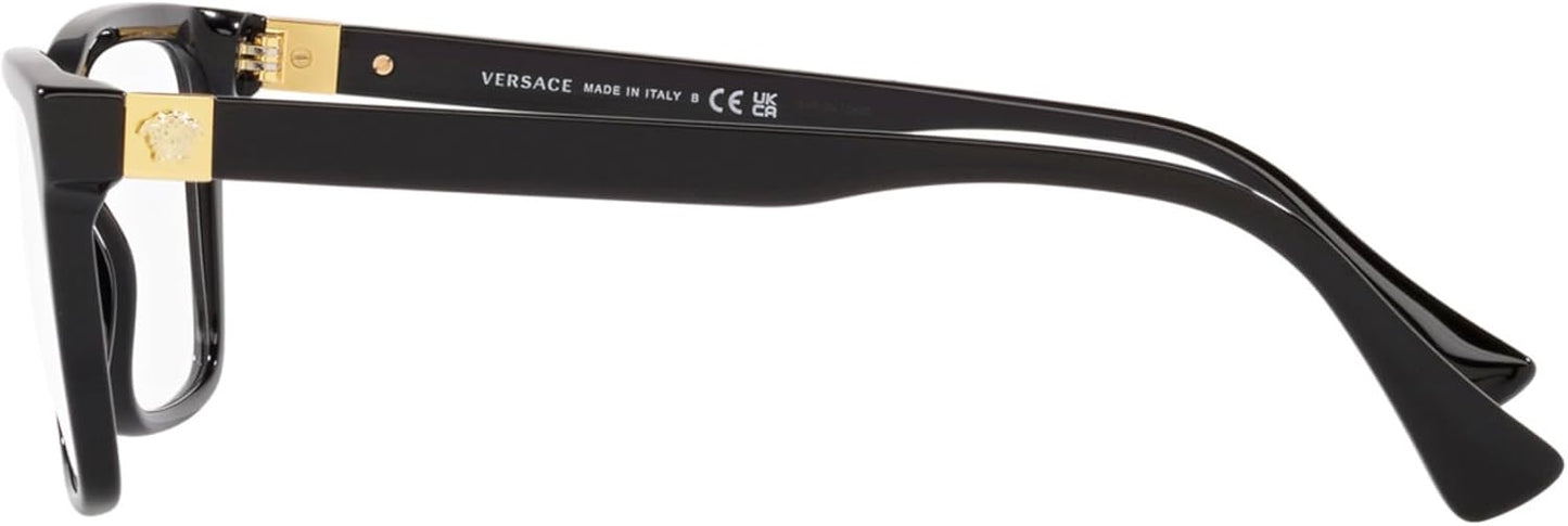 Versace VE 3328 GB1 Black Plastic Rectangle Eyeglasses 56mm