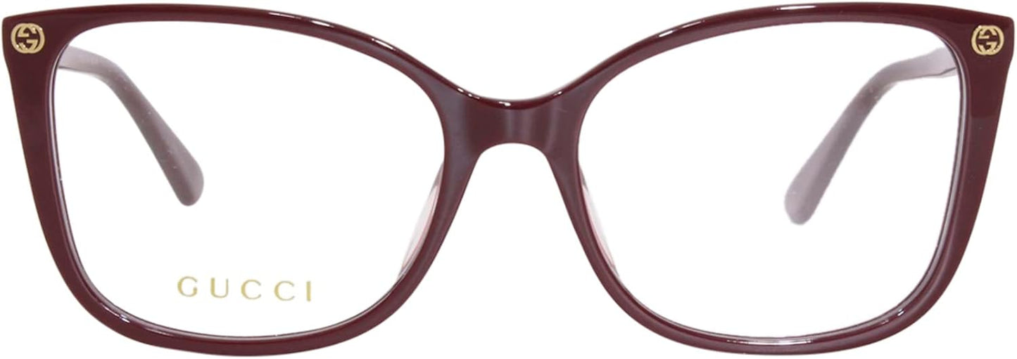 Gucci GG0026O 012 Eyeglasses Women's Burgundy Full Rim Cat Eye 53mm