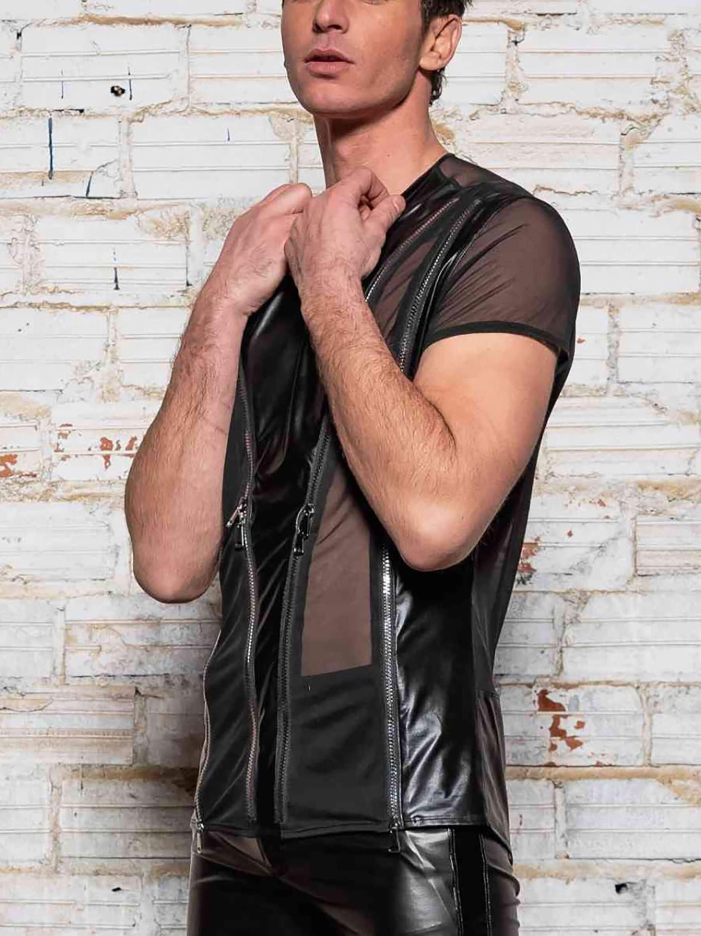 Wetlook Zipper Shirt
